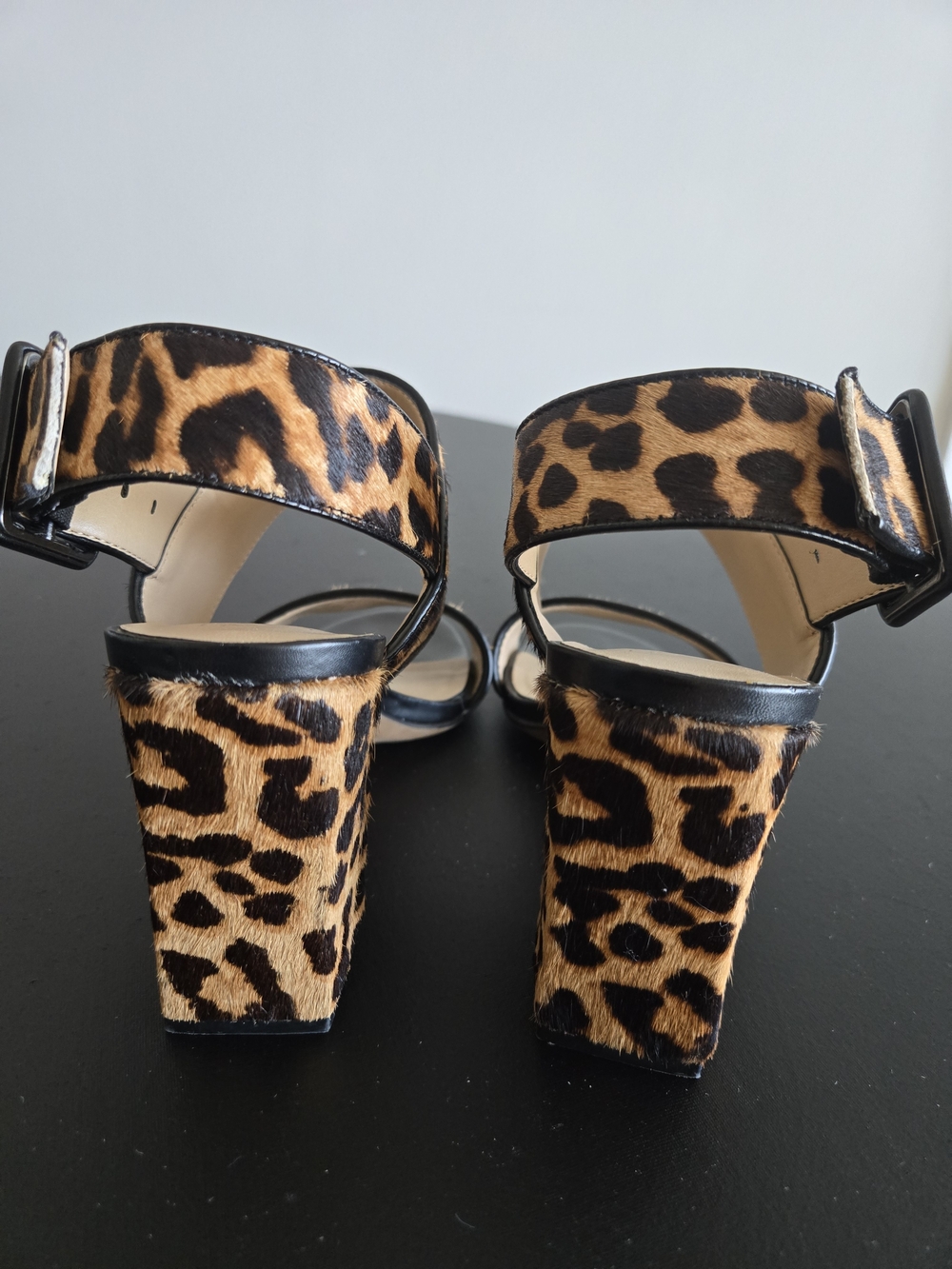 ​Franco Sarto Fidelma Leopard Calf Hair Block Heel Sandals Sz 7M - Picture 6 of 8